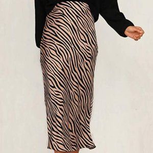 Animal Print Long Skirt Elastic Waist Midi Skirt